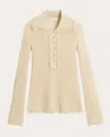 By Malene Birger Dreele Fringed Wool-mohair Polo Top In Neutral