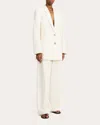 By Malene Birger Ophie Single-breasted Seersucker Blazer In White