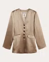By Malene Birger Rinnah Single-breasted Satin Blazer In Brown