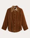 By Malene Birger Rosiannas Dagger Collar Velvet Button-down Shirt In Brown