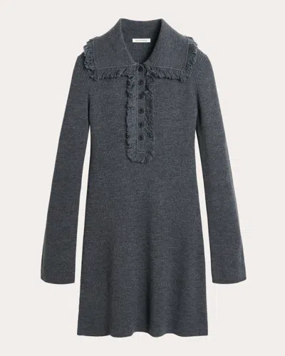 By Malene Birger Tonai Ribbed Fringe-trim Mini Sweater Dress In Grey