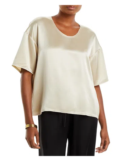 By Malene Birger Womens Satin Crewneck Blouse In White