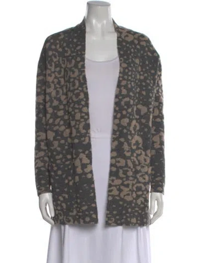 Pre-owned By Malene Birger Wool Animal Print Sweater In Gray