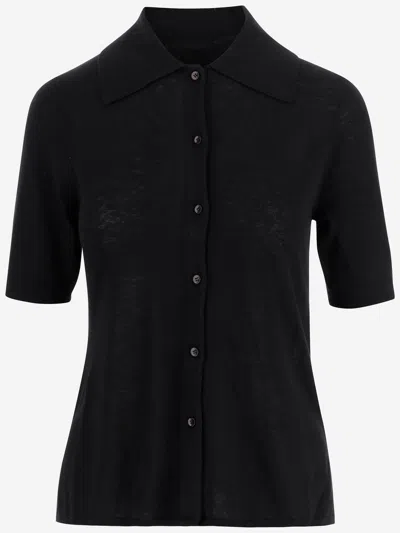 By Malene Birger Wool Blend Dicot Shirt In Black