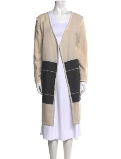 Pre-owned By Malene Birger Wool Colorblock Pattern Sweater In Neutral