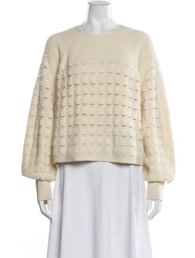Pre-owned By Malene Birger Wool Crew Neck Sweater In Neutral