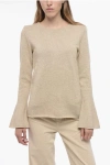 BY MALENE BIRGER WOOL CREW-NECK SWEATER WITH BELL SLEEVES