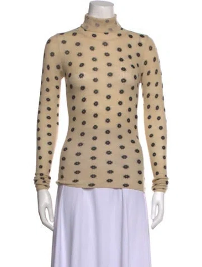 Pre-owned By Malene Birger Wool Floral Print Sweater In Neutrals