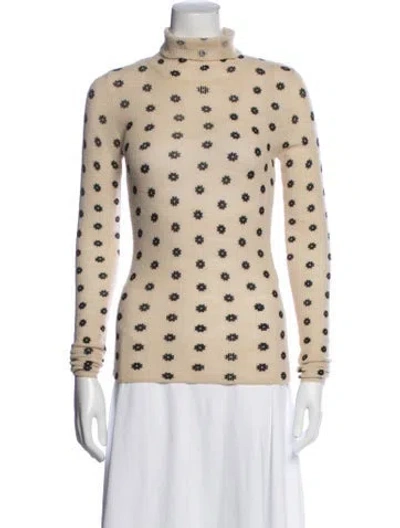 Pre-owned By Malene Birger Wool Floral Print Sweater In Neutrals