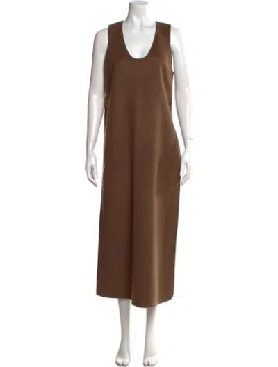 Pre-owned By Malene Birger Wool Long Dress W/ Tags In Brown