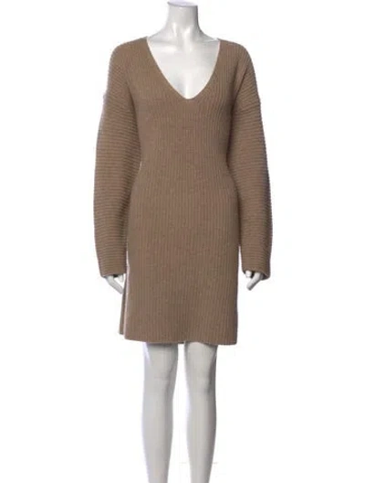 Pre-owned By Malene Birger Wool Mini Dress In Neutral