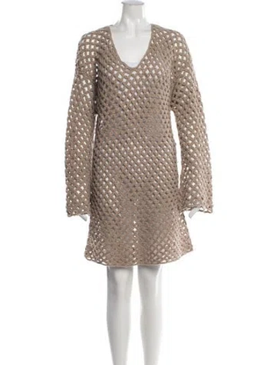 Pre-owned By Malene Birger Wool Mini Dress W/ Tags In Neutrals