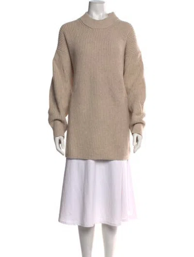 Pre-owned By Malene Birger Wool Mock Neck Sweater In Brown
