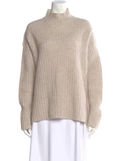 Pre-owned By Malene Birger Wool Mock Neck Sweater In Neutral