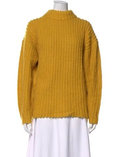 Pre-owned By Malene Birger Wool Mock Neck Sweater In Yellow