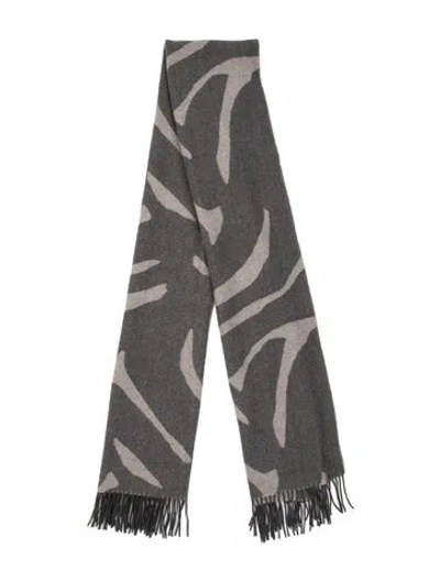 Pre-owned By Malene Birger Wool Printed Scarf In Gray
