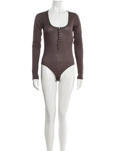 Pre-owned By Malene Birger Wool Scoop Neck Bodysuit In Purple