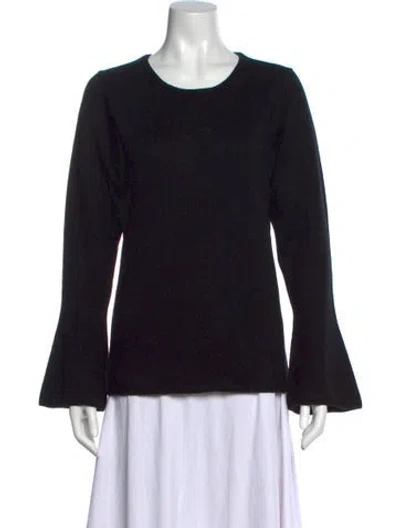 Pre-owned By Malene Birger Wool Scoop Neck Sweater In Black