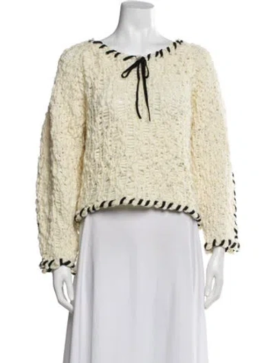 Pre-owned By Malene Birger Wool Scoop Neck Sweater In Neutral