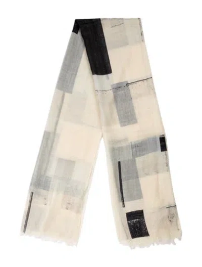 Pre-owned By Malene Birger Wool Striped Scarf In Neutral
