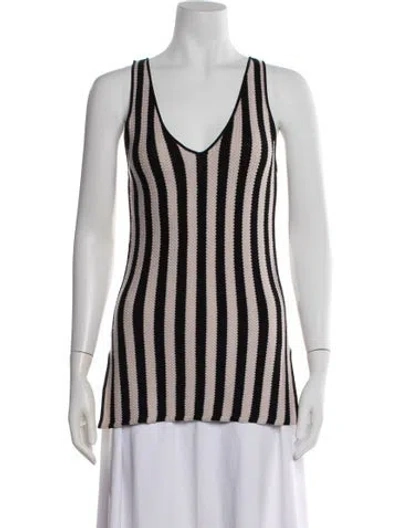 Pre-owned By Malene Birger Wool Striped Sweater In Black