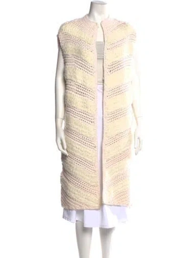 Pre-owned By Malene Birger Wool Striped Sweater In Neutral