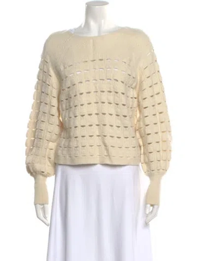 Pre-owned By Malene Birger Wool Striped Sweater In Neutral