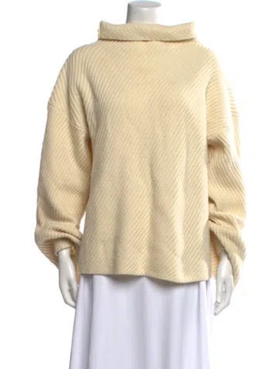 Pre-owned By Malene Birger Wool Turtleneck Sweater In Neutral
