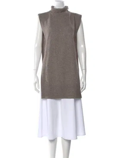 Pre-owned By Malene Birger Wool Turtleneck Sweater In Neutral