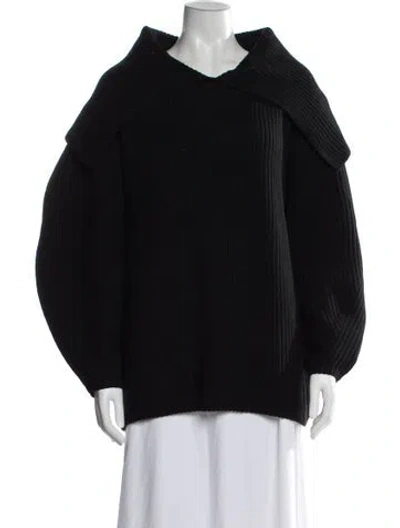 Pre-owned By Malene Birger Wool V-neck Sweater In Black