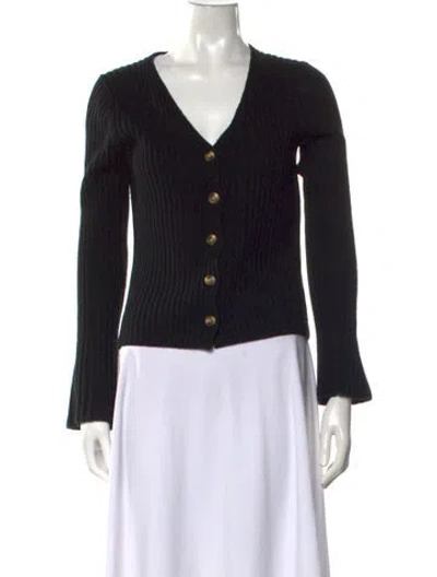 Pre-owned By Malene Birger Wool V-neck Sweater In Black