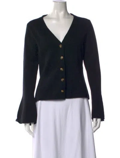 Pre-owned By Malene Birger Wool V-neck Sweater In Black