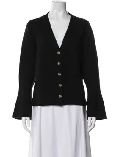 Pre-owned By Malene Birger Wool V-neck Sweater In Black