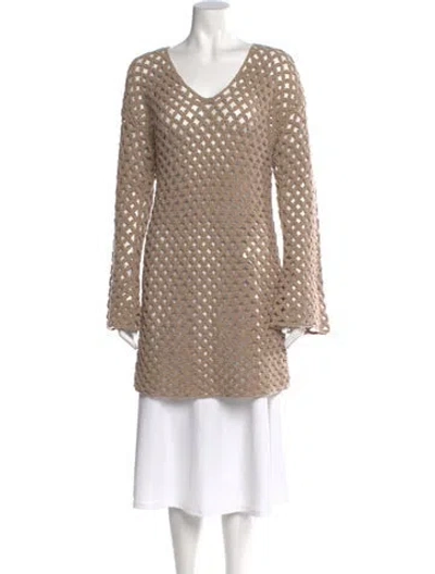 Pre-owned By Malene Birger Wool V-neck Sweater In Brown