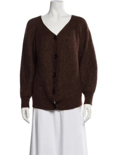 Pre-owned By Malene Birger Wool V-neck Sweater In Brown