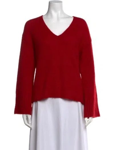 Pre-owned By Malene Birger Wool V-neck Sweater In Grey