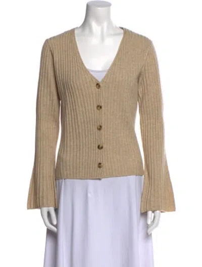 Pre-owned By Malene Birger Wool V-neck Sweater In Neutral