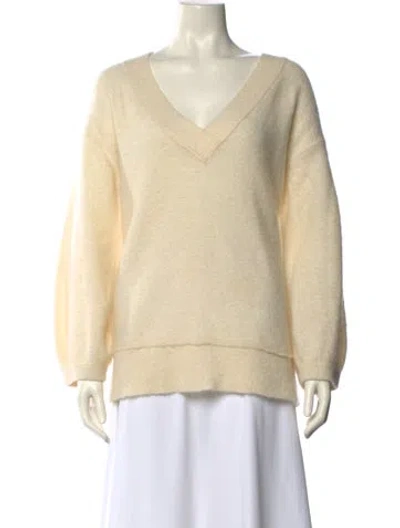 Pre-owned By Malene Birger Wool V-neck Sweater In Neutral