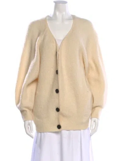 Pre-owned By Malene Birger Wool V-neck Sweater In Neutral
