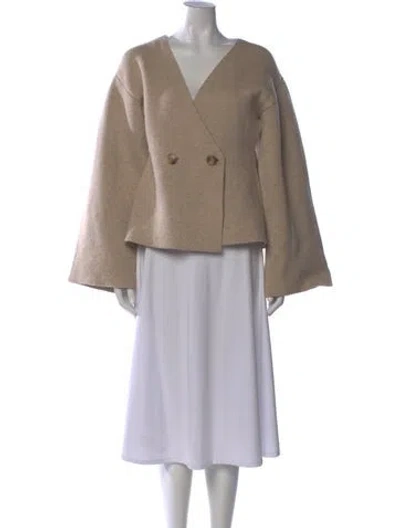 Pre-owned By Malene Birger Wool V-neck Sweater In Neutral