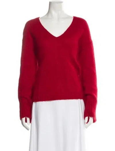 Pre-owned By Malene Birger Wool V-neck Sweater In Red