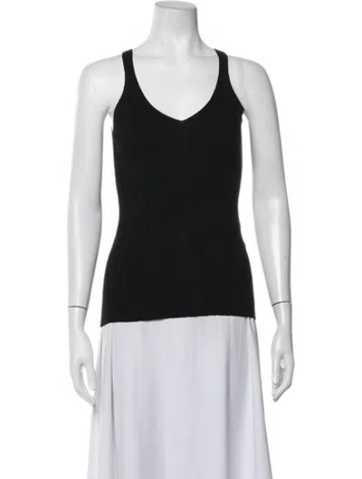 Pre-owned By Malene Birger Wool V-neck Top In Black