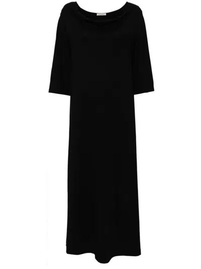 By Malene Birger Yalia Draped Cotton Maxi Dress In Black