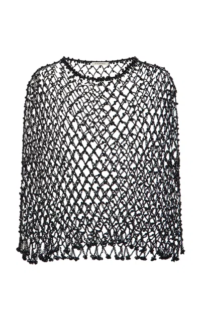By Malene Birger Zalia Open-knit Cape In Black