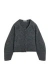 By Malene Birger Zharea Cropped Knit Wool-blend Cardigan In Grey