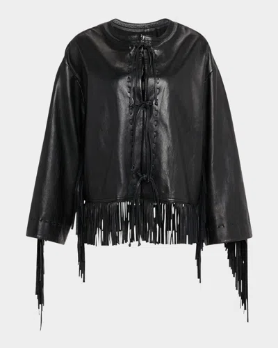 By Malene Birger Zoena Fringed Leather Jacket