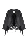 By Malene Birger Zoena Fringed Leather Jacket In Black