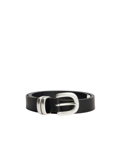 By Malene Birger Zoira Silver-tone Buckle Belt In Black