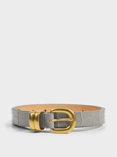 By Malene Birger Zoilo Leather Belt In Brushed Grey
