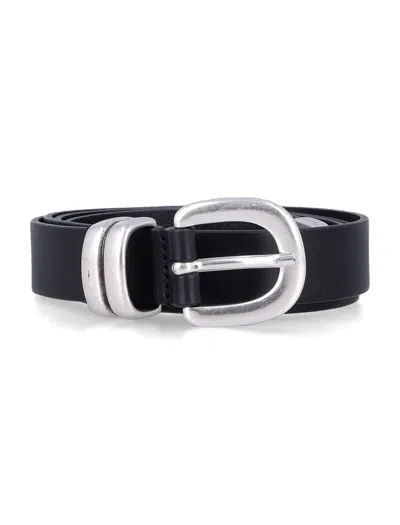 By Malene Birger Zoilo Slim Leather Belt With 2.5 Cm Width And Rounded Buckle In Black